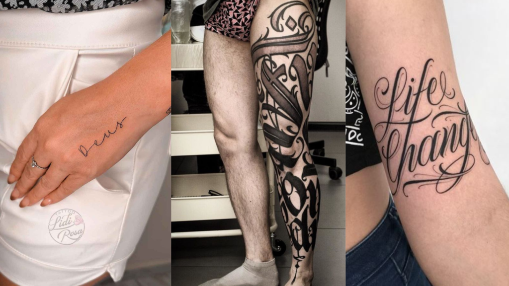 Tatuagem escrita.